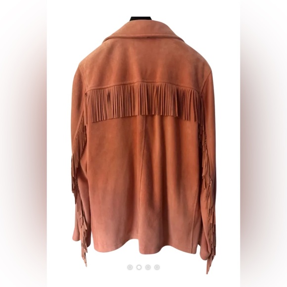 EIDOS Light Pink Suede Fringe Jacket Size 52R - Picture 5 of 5